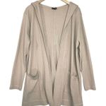 Splendid Women’s Tan Hooded Waffle Knit Thermal Open Front Cardigan Photo 1