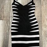 Jovani Black and White Striped Sleeveless Bandage Dress Size 4 Photo 10