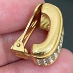 Christian Dior Vintage  Goldtone Clear Pave Crystal Half Hoop Clip Earrings 17g Photo 12