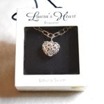 Laura Scott NIB  Laura's Heart Silver Tone Filigree Heart Blue Crystals Bracelet Photo 0