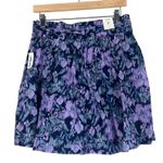 Old Navy NWT Mini Skirt Womens 6 Purple Blue 100% Cotton Belted Pleated Preppy Photo 4