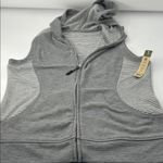 Aerie Gray and White Striped Hooded Vest Photo 11