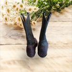 Vintage Tony Llama Women's 8.5 Brown Green Shaft Western Distressed Cowboy Boots Photo 3