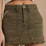 Free People Cargo Green Denim Skirt  Photo 0