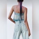 ZARA  Denim Jean Cropped Top Spaghetti Strap Blue Wash  Bloggers Photo 2