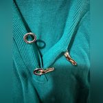Charter Club  green V-neck sweater with a gold-tone toggle closure. Photo 4