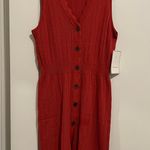 Calligraphie Rust Orange Pointelle Knit Scallop Trim Sleeveless Sweater Dress M Size M Photo 0