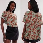 Free People Nina Boheme brown floral tshirt nwot medium Photo 1