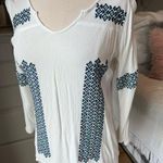 Solitaire  White Gauzy Flowy Embroidered Top Womens Medium Photo 1
