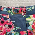 Adrianna Papell Adriana Papell Floral Mini Skirt Womens 10 Blue Pink Pleated Flared Belted Photo 4