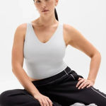 Athleta S Transcend V-Neck Crop Sports Bra D-DD Quartz Grey Small Photo 0