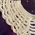 Vintage Womens Neck Choker Collar White Crochet Crocheted Faux Pearl Button Photo 1