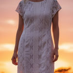 Rafaella White Lace Dress 12 Elegant Party Cocktail Midi Career Short Sleeve # Photo 0