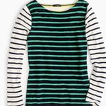 J.Crew Waffle Knit T Shirt Stripe Combo Yellow Green F8813 Long Sleeve Photo 1