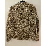 Jones New York Sport Animal Print Long Sleeve Button Up Roll Tab Blouse XL Brown Photo 1