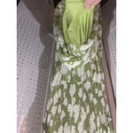 Sweet Wanderer Green White Floral Smocked Tiered Maxi Dress Size L Photo 4