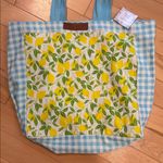 Laura Ashley  Yellow Lemon and Blue Gingham cotton Canvas Tote Bag Photo 1