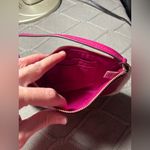 Coach VTG Pebbled Leather Shearling Sherpa Wristlet Raspberry Pink Fuschia Photo 5