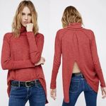 Free People Sienna Red Marled High Low Split Back Turtleneck Boho Top XS Photo 1