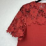 Boho Orange Crochet Lace Neck Top Sz XL Photo 2