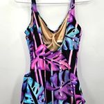 Slimsuit Purple Tropical One Piece Bathing Suit Swimwear Swimsuit Medium Size 10 Photo 1