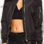 Urban Outfitters Black Oversized Bomber Jacket  Photo 0