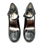 Max Studio  size 6.5 M mary jane heels pumps genuine snakeskin‎ leather gray Photo 9