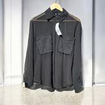 ZARA  black chiffon tweed pockets long sleeve collar blouse NWT Photo 1