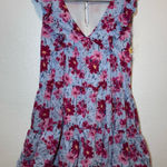 Lush Clothing Lush Periwinkle Blue Floral Mini Sleeveless Dress Size Medium Zip Up Keyhole Photo 0