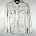Elan  Denim‎ Jean Jacket Embroidered Rock And Roll Fringe Trim Boho Hippie Size S Photo 0
