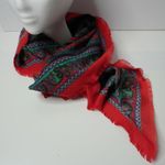 Specialty House Italy Made Scarf Red Black Green Paisley‎ Psychedelic Retro Boho Photo 1