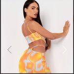 Missy Empire Tessa Orange Swirl Print two piece set Photo 2