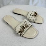 ZARA ‎ Women's Chain Detail Slide Sandals Ivory/Cream Chic Summer Shoes Size 6 Photo 2