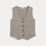 Everlane  The Vest in Stretch Linen Deep Taupe Mini Gingham Size 00 Photo 2