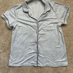 Life is Good Gray Button Up Sleep Shirt with Peace Logo Photo 0
