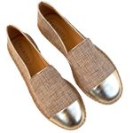 Talbots Like New Izzy Linen / Leather Espadrille Flats Tan Gold Size 6.5 Photo 0