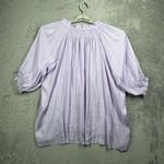 Current Air  Angelica Pleated Blouse Lilac Puff Sleeve Tie Neck Top Tunic Medium Photo 2