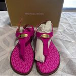 Michael Kors  MK Plate Women's Faux Leather Slingback Thong Sandals NWT Photo 3