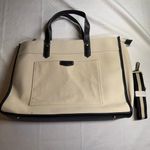 Missnine Beige Canvas Tote Bag with Black Trim & Strap | Laptop Work Travel Bag Photo 0