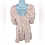 Topshop  Pink & White Romper Womens 6 US Check Tie Bow Front Peasant Casual Short Photo 1