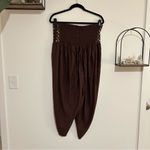Earthbound  Brown Embroidered Elastic Waist Harem Pants Size Medium Photo 1