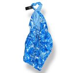 DO+BE NWT Tropical Halter Mini Dress Blue White Leaf Print Back Tie Medium Photo 5