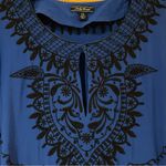 Lucky Brand  Embroidered Beaded Mini Shift Dress in Cobalt Blue & Black Size XS‎ Photo 6