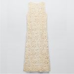 ZARA Limited Edition Ecru Knit Ivory Winter Crochet Long Boho Dress W1100 Sz S Photo 2
