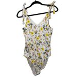 Old Navy Printed Tie-Shoulder V-Neck Rib-Knit Bodysuit - White Floral Size M Photo 1