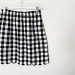 J.Crew [] Black White Gingham Plaid Scalloped Hem Linen Blend Mini Skirt Size 2 Photo 9