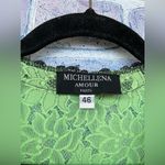 Michellena Amour paris lace bell arm blouse size 46/1X Green Photo 8
