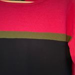 Ann Taylor  Crewneck Color Block Sweater Size Small Hot Pink, Black Photo 11