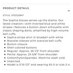 White House | Black Market  Sophia Stripe‎ Shirt with Bell Sleeve Size 0P Photo 4