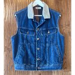 Claiborne Vintage denim vest flannel lined with corduroy collar small Blue Photo 1